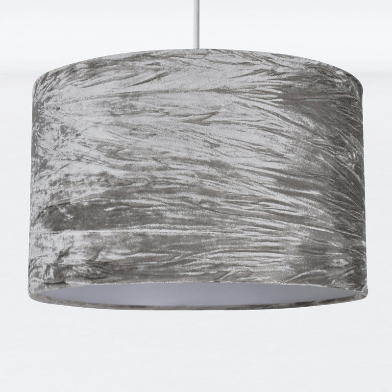 20cm H Velvet Drum Pendant Shade, Grey