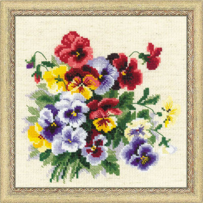  Counted Cross Stitch Kit Pansy Medley R1516