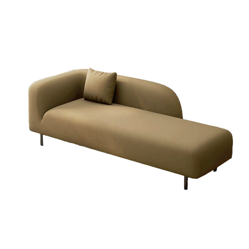 Chaise longue intérieure confortable: Chaise longue rembourrée avec cadre en bois massif, Kaki