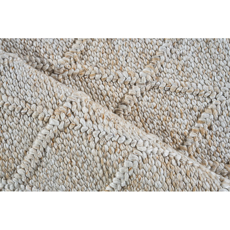 Brentwood Rectangle Geometric Handmade Flatweave Wool/Viscose Area Rug, Rectangle 6' x 9', Dark Beige