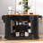 56 Inch Kitchen Island With Rubber Wood Veneer Drop Leaf, Power Outlet, 4 Door Shelves, Embossed Vertical Stripe Rolling Kitchen Cart On 4 Wheels With 6 Deep Drawers For Kitchen, Dining Room-1626415559