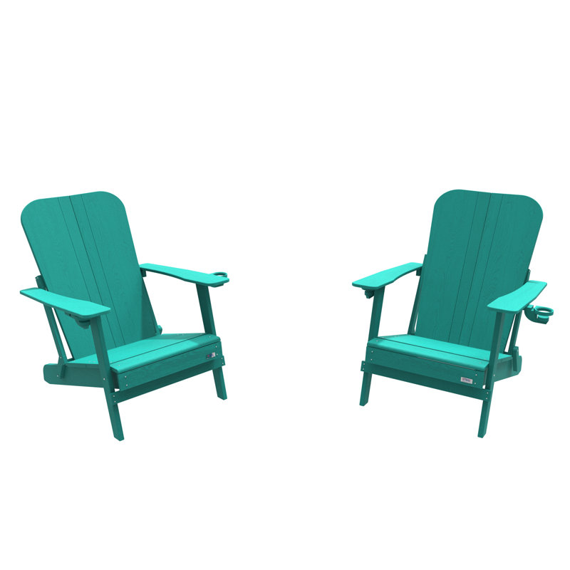 Breianna Foldable Outdoor Adirondack Set, Turquoise