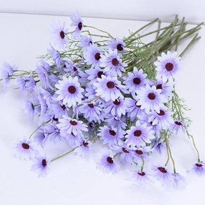 10 Bundles Artificial Flowers Artificial Small Daisy Flowers Bouquet UV Resistant Outdoor Fake Wildflowers With Stems Greenery Shrubs Plants Arrangements For Home Garden Wedding Decoration