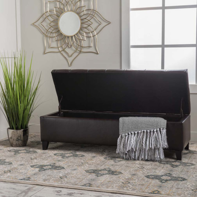 PU Upholstered Bench with Rubber Wood Legs,