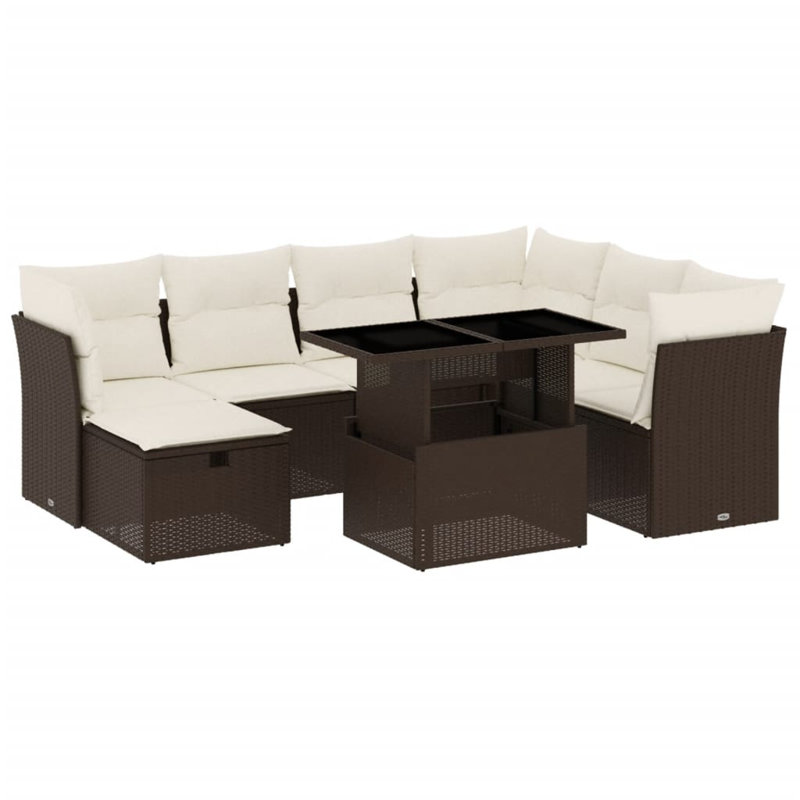 Vidaxl Garden Sofa Set , Cream White, Brown