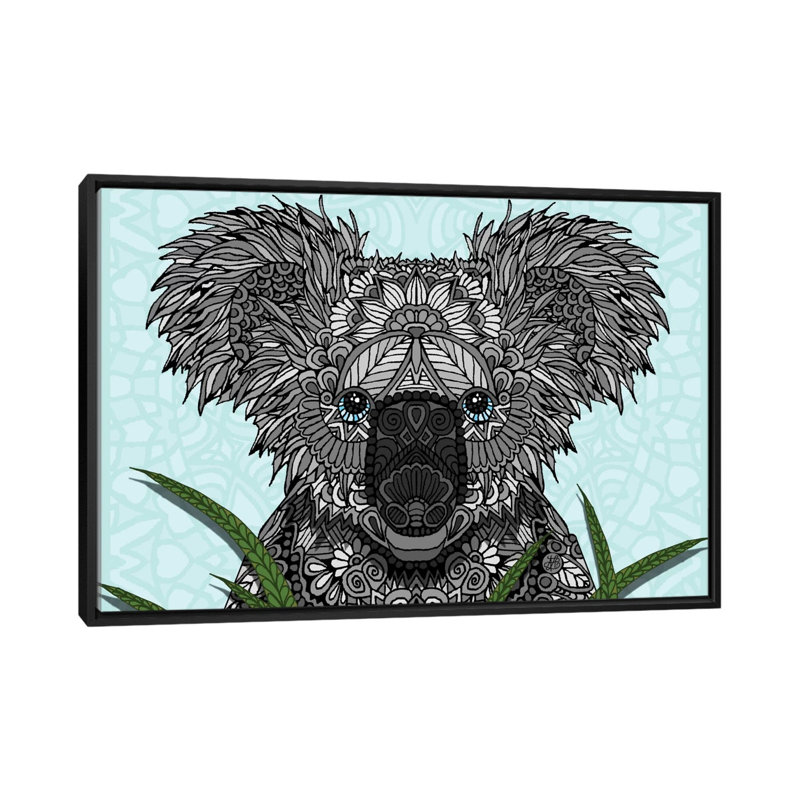 « koala », impression sur toile tendue, H 18 po x l 26 po x P 1,5 po, Toile avec cadre noir, Pas de tapis