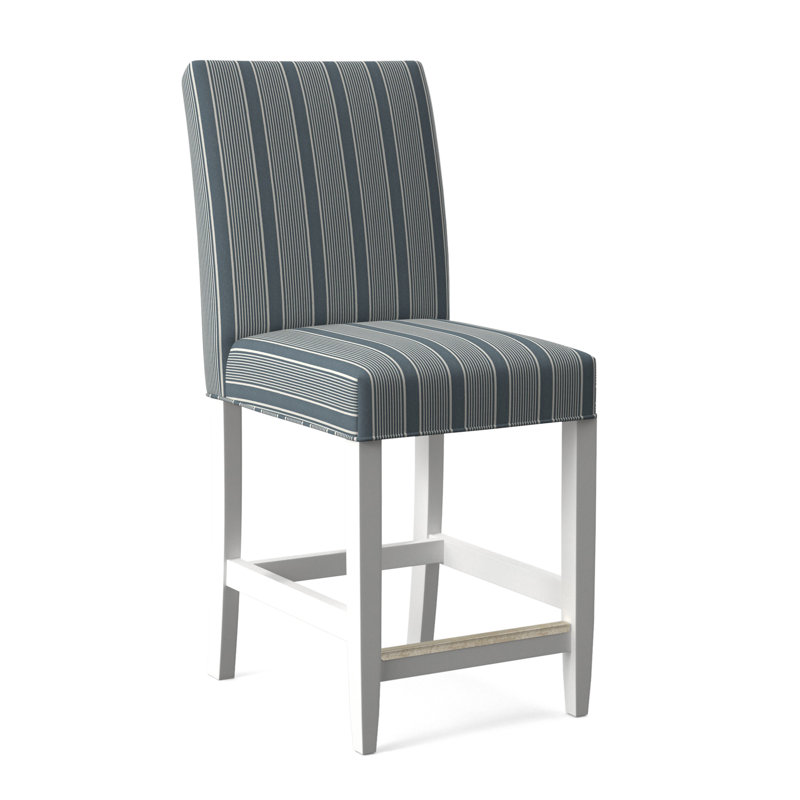 Manhattan Upholstered Stool with Solid Wood Frame, Frost White Finish, White Performance Fabric; 0851-94