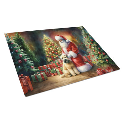 Wheaten Terrier and Santa Claus Glass Cutting Board