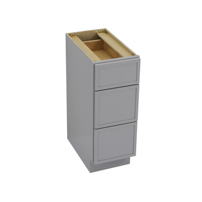 Armoire de salle de bain autoportante 12 po à 3 tiroirs Colton, sans comptoir, prête à assembler, gris Colton