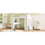 Lit simple mezzanine en blanc - DEL, tablettes, bureau pour espace de confort-873464806-873463832
