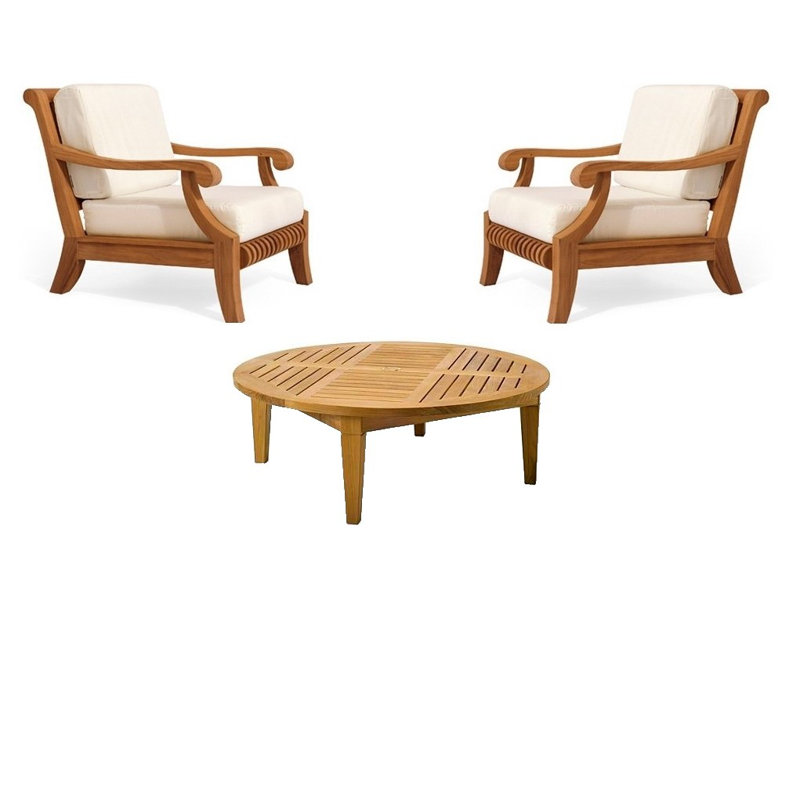 Giva 36'' Wide Teak Patio Sofa with Sunbrella® Cushions