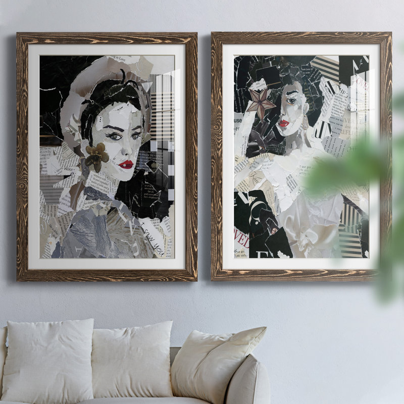 Runway Pause - ensemble de 2 peintures, Papier, cadre noyer, H 37,5 po x l 55 po x P 1,5 po