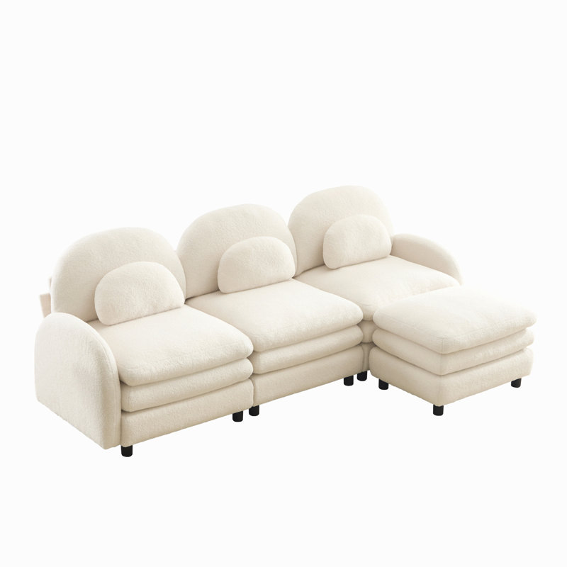 Canapé 3 places Teddy, L 98,2 po, Ourson blanc et beige