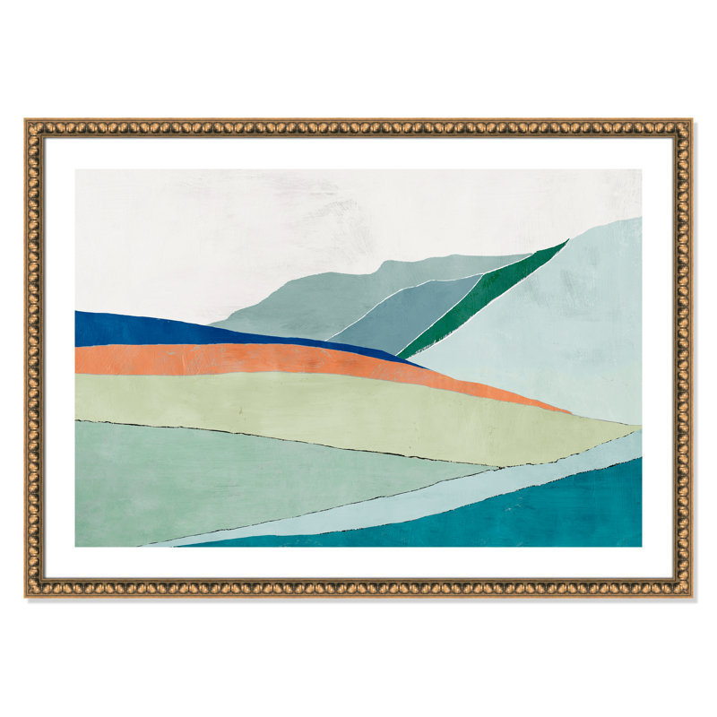 Camuto Hills Beneath R mobile Sun - reproduction d'art, Papier avec cadre à perles dorées, H 29,5 po x l 41,5 po x P 1,13 po