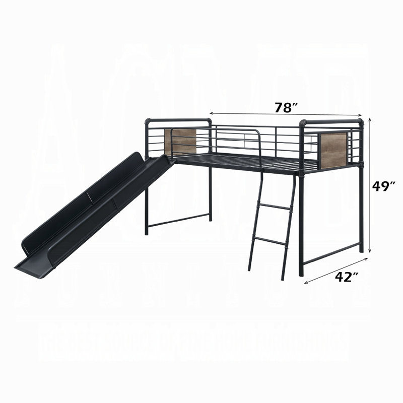 Lit mezzanine simple Cordelia avec glissade
