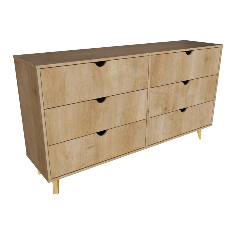 59'' W 6 - Drawer Dresser, Natural Wood