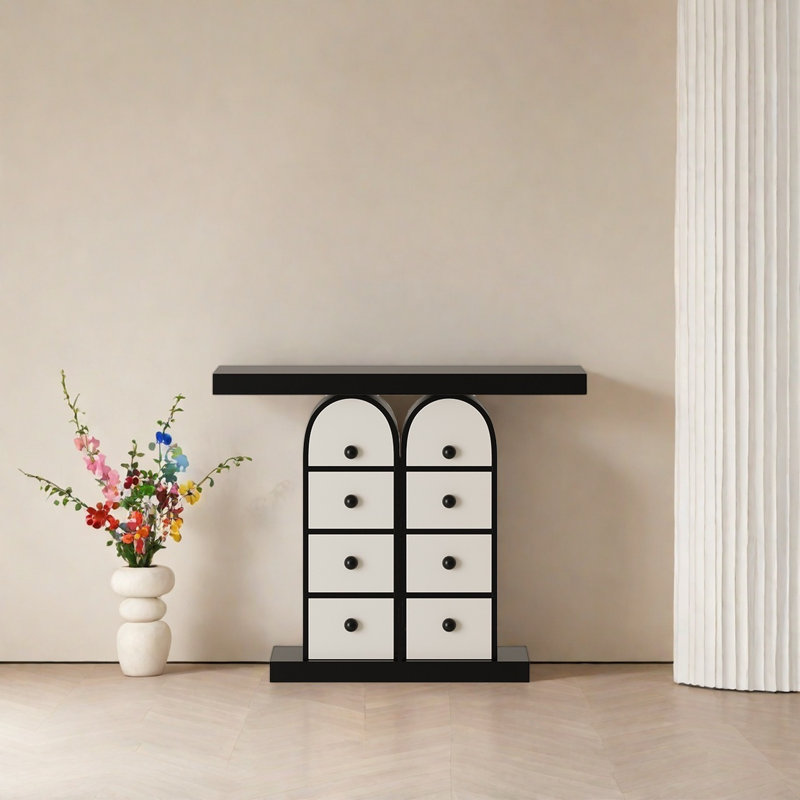 Multi Functional Art Console Table, Black, Black/White