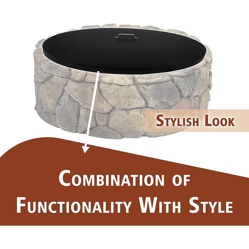 Round Steel Fire Pit Lid, 0.08" H x 30" W x 30" D