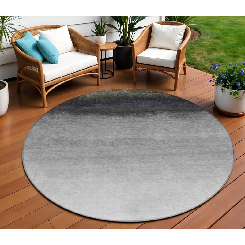 Tapis rond argenté et noir 8 po