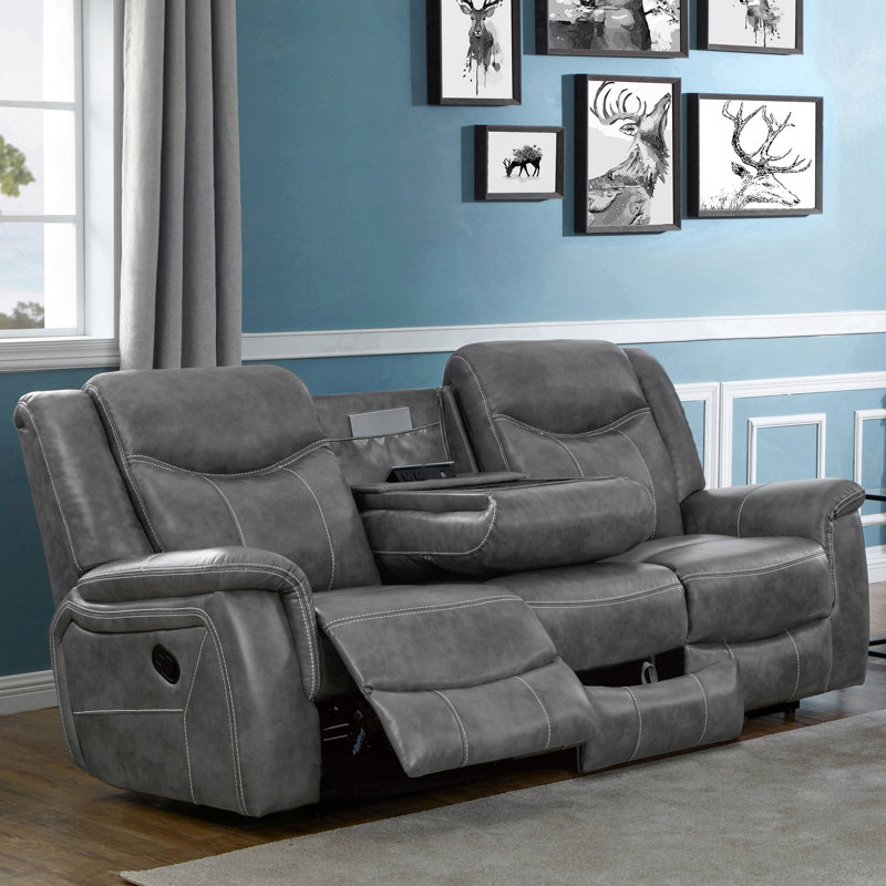 Hudson Casual Grey Motion Sofa With Pillow Top Arms