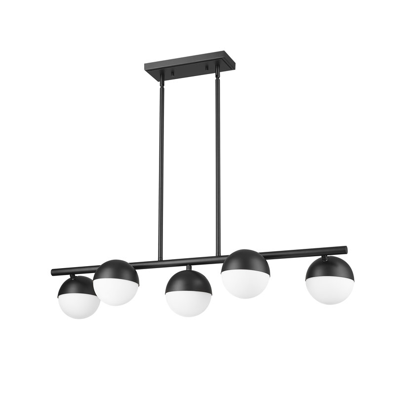 Lustre linéaire à 5 lumières Trombetta, Noir mat
