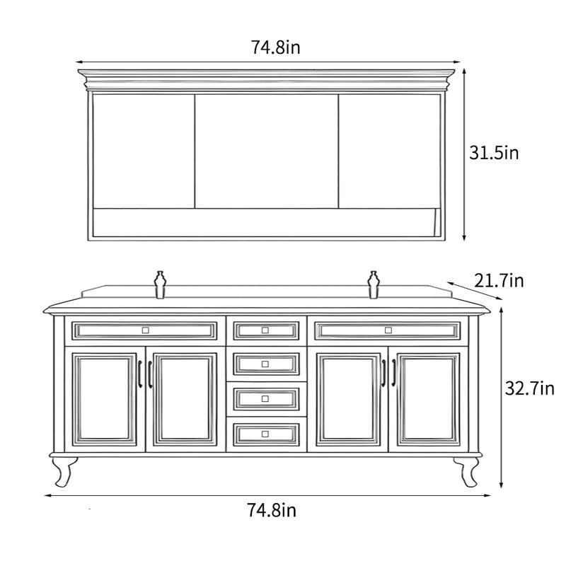 Totterdown, 32.7" H x 75" W x 21.7" D