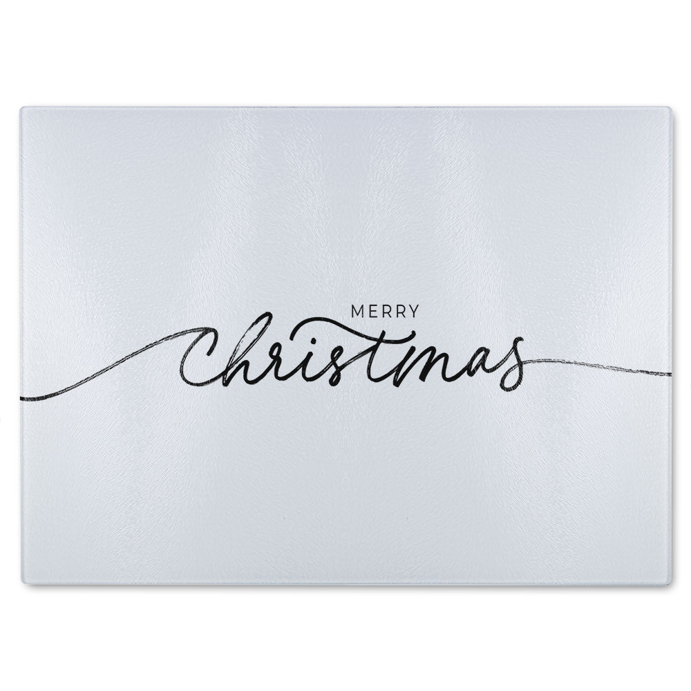 Merry Christmas Hand Drawn Lettering Dining Glass Chopping Board