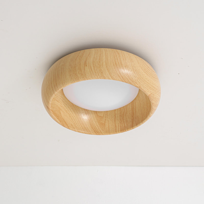Plafonnier encastré moderne à finition bois 15,8 po à DEL