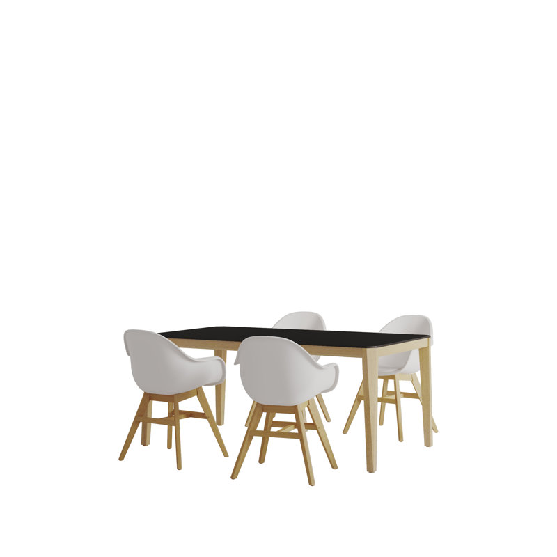 Leshunda Solid Wood Solid Wood Top Four Leg Dining Set