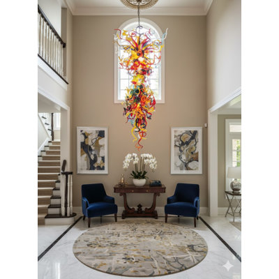 30-Light Multi Color Hand Blown Glass Chandelier