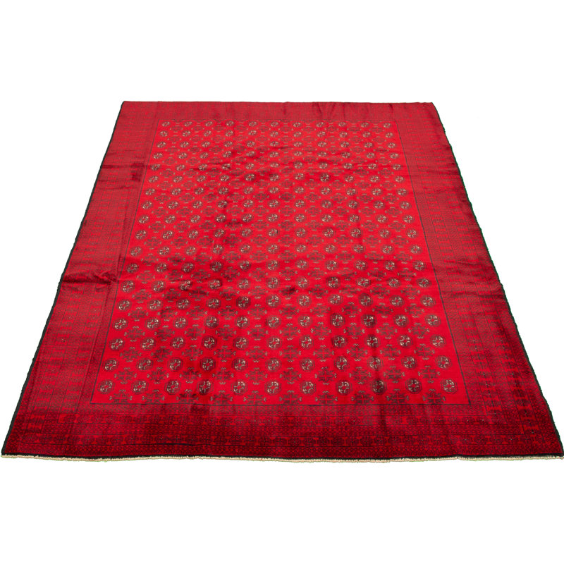 Tapis en laine rouge noué la mohammadi à la main 6 pi 3 po x 9 pi 5 po Khal