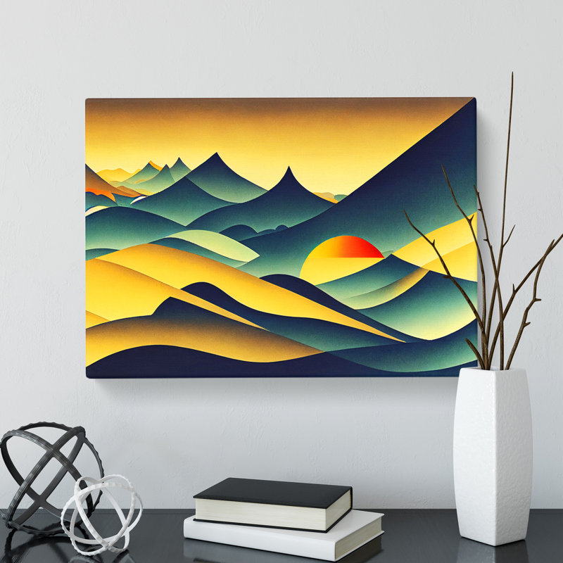 Futuristic Abstract Mountains - Wrapped Canvas, 50cm H x 76cm W x 3cm D