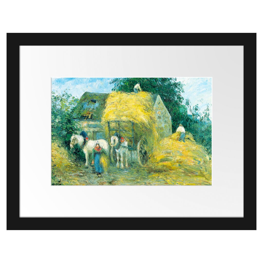 Gerahmtes Poster Der Heuwagen Montfoucault von Camille Pissarro