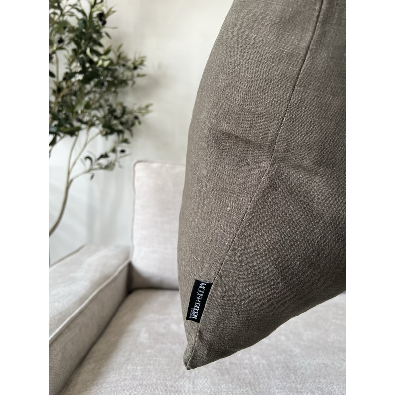 Housse de coussin en lin, Mousse, H 24 po x l 24 po