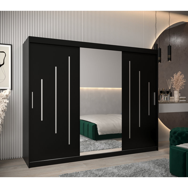 Arryonna 2 Door Manufactured Wood Wardrobe, Black