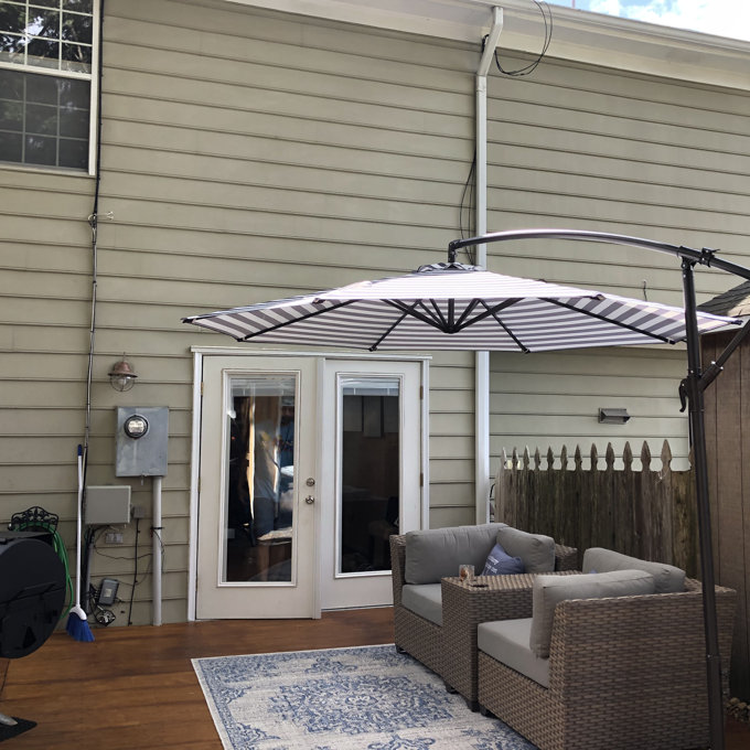 Hartt 120" Striped Cantilever Umbrella - Gray/White