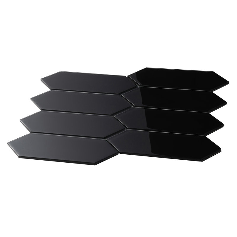 3"x9" Glass Picket Subway Wall Tile, Black