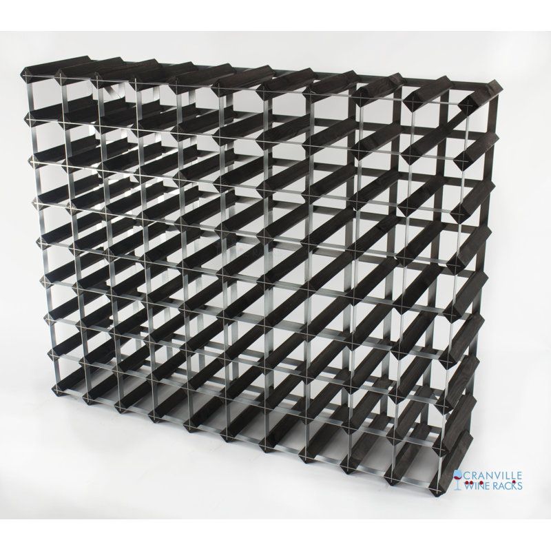 Liddle 90 Bottle Floor Wine Bottle Rack, Black Stained / Galvanised Steel