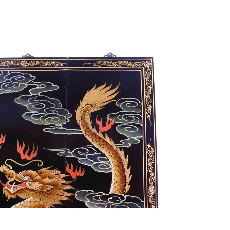 Chinese Happy Dragon Oriental Wall Panels, 48'' H X 36'' W