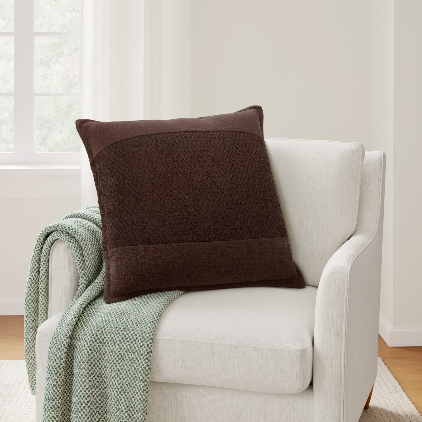 Colombe Flanged Cotton Throw Pillow, Dark Brown
