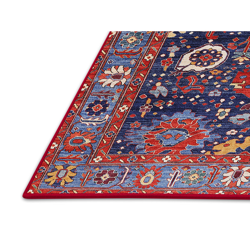 Tapis oriental rouge / bleu foncé Richy, Rectangle 5 pi x 7 pi
