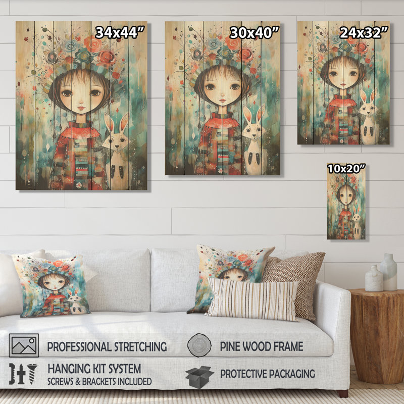 Mignon décorations de Noël pour enfants III - Impression sur bois, H 44 po x l 34 po