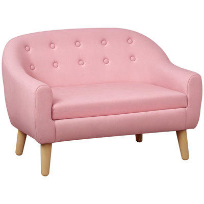 Tomson 2-Seat Kids Sofa, Toddler Sofa Couch, Linen-Like Fabric and Wooden Frame Sofa Chair for Ages 3-7