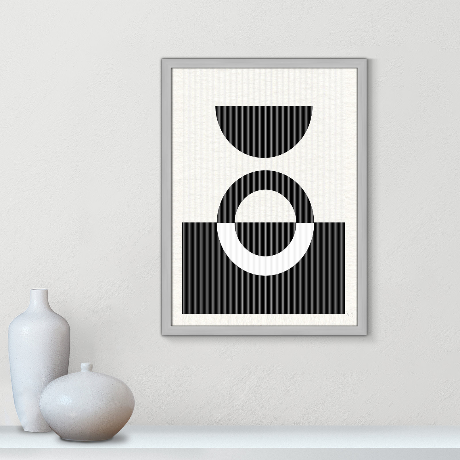 Eclipse III, Matte Silver Framed, 23" H x 17" W x 0.75" D