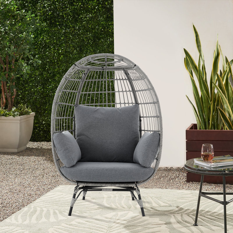 Bryn Outdoor Lounge Egg Chair, Charcoal, Gray