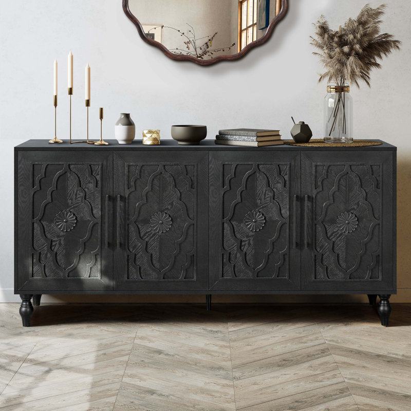 Cyanthia Unfinished TV Stand for TVs up to 58", Black