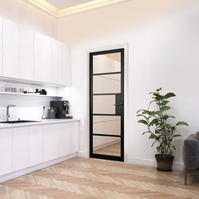 Black Metro Internal Glass Door, 198.1cm H x 61cm W x 3.5cm D