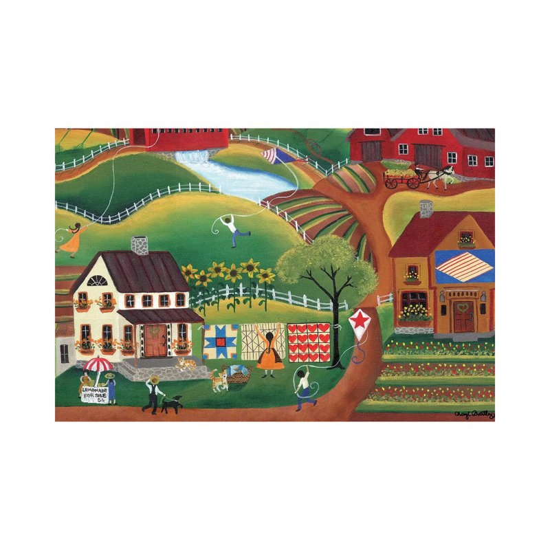 Country Kite Quilt Lemonade 1 Piece Painting on Canvas, 30.48cm H x 45.72cm W x 1.91cm D, Wrapped Canvas
