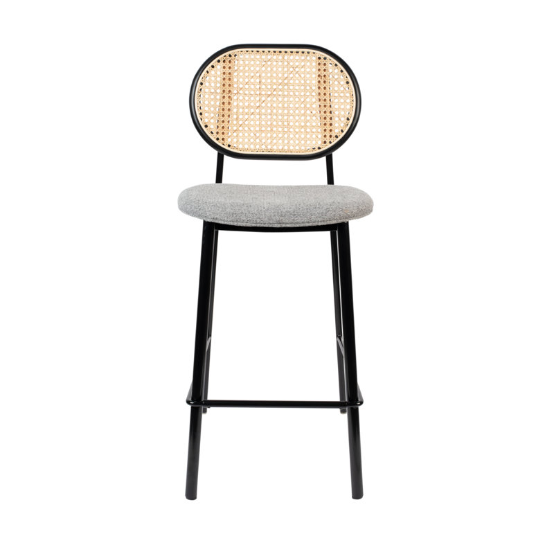 Spike Upholstered Counter Stool with Metal Frame, Grey