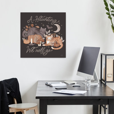 Contemporary Pumpkins And Paws Iii Dark With A Haunting We Will Go Animal Art